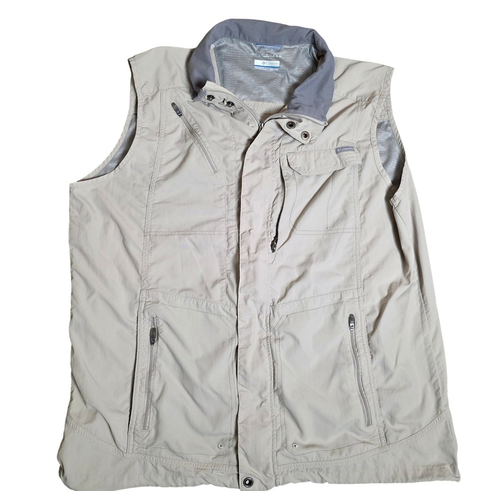 Columbia Silver Ridge II Vest Men's XXL Beige Omni-Shade Hiking Fishing XM1047